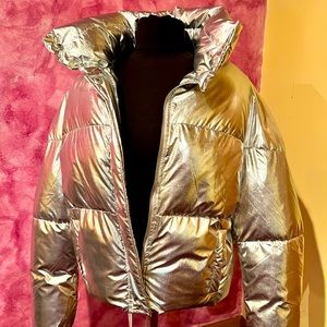 Womens New Silver Puff Jacket